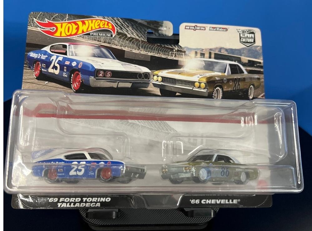 Hot Wheels 1969 Ford Torino Talladega & 66 Chevelle Premium Car Culture 2 Pack